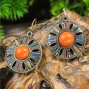 Bohemian, Colorful, Floral Petal Cutout Fashion Dangle Earrings